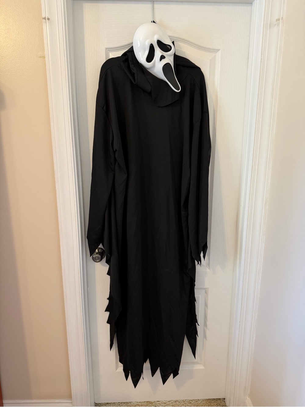 Adult Black Hooded Scream Costume Long Sleeve Costume Robe